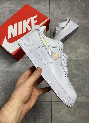 Женские кожаные белые кроссовки с разноцветным nike air force 1 low 🆕