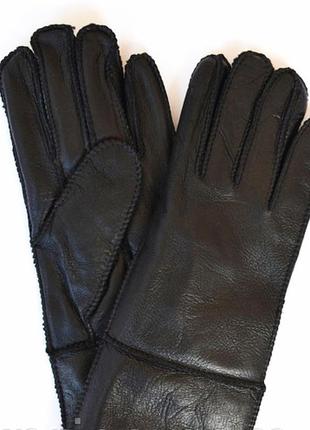 Мужские натуральные кожаные перчатки на натуральной овчине,  цельные дубленка3 фото