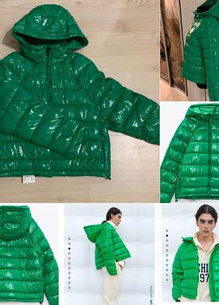 Шикарный яркий пуховик zara, размер м