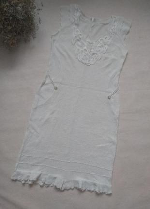 Летняе натуральне в'язане бежеву сукню