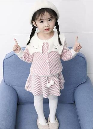 Красивий, ніжний ,м'який, теплий костюмчик для маленьких модниць. машинна в'язка,мат. віскоза (хрускіт