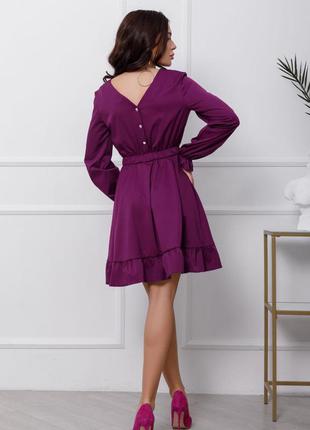 Фиолетовое приталенное платье с воланами арт: sa-130_фиолетовыйколлекция: cherry look бренд:	issa pl2 фото