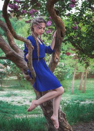 Красивое платье 2021 bershka / синее базовое платье / шифонова сукня