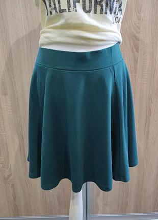 Зелена спідниця-кльош з блискавкою divided