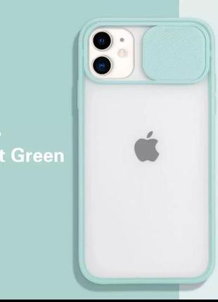 Чохол для iphone 11 pro max mint green camera lens protection phone case