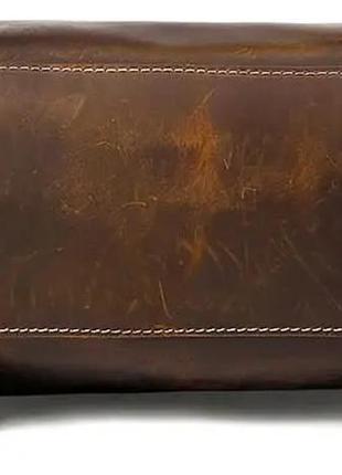 Вінтажний шкіряний рюкзак чоловічий коричневий стильний рівний прямокутний5 фото