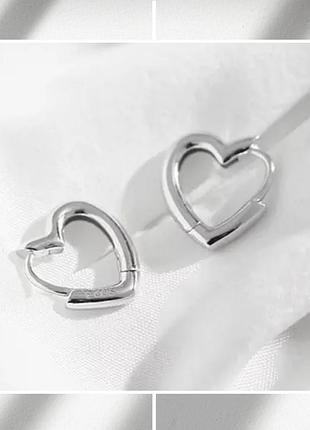 Серьги серёжки сердца серебряные