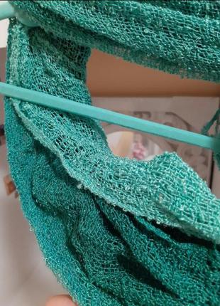 Шарф хомут🦚🌷 шаль шарфік шарфик шалик шалік хумут снуд зелений ізумрудного кольору хустина платок3 фото