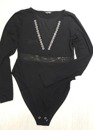 Черный нарядный боди комбидресс