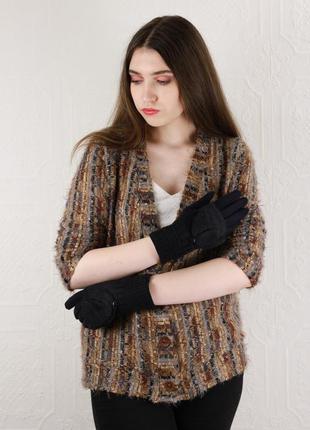 Женские перчатки-варежки черного цвета размер 7-8