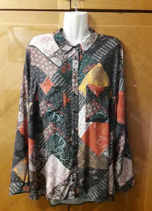 Нова 100% віскоза блуза сорочка в стилі печворк р. 22 від бренду tu нюанси