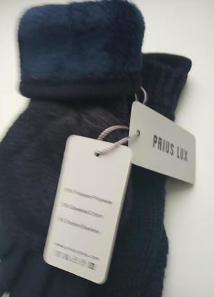 Жіночі рукавички-рукавиці темно-синього кольору розмір 7-84 фото