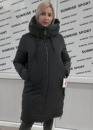 Женское зимнее пальто visdeer темно серое