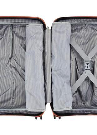 Дорожный средний чемодан пластиковый полипропилен snowball 84803 м на 4 двойных колесах черный6 фото