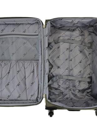 Дорожный чемодан тканевой paulaner ручная кладь на 4 колесах темно-зеленый4 фото