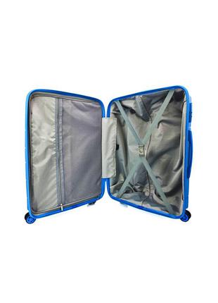 Дорожная ручная кладь чемодан mcs 366 полипропилен на 4 х двойных колесах голубой3 фото