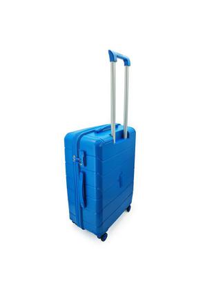Дорожная ручная кладь чемодан mcs 366 полипропилен на 4 х двойных колесах голубой2 фото