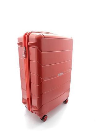 Дорожный средний чемодан mcs 366 полипропилен на 4 х двойных колесах красный