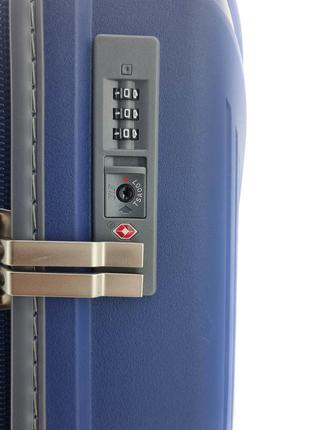 Дорожній чемодан пластиковий поліпропілен snowball 84803 ручна поклажа на 4 подвійних колесах синій9 фото