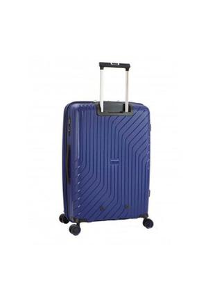 Дорожный чемодан пластиковый полипропилен snowball 91403 ручная кладь на 4 двойных колесах синий2 фото