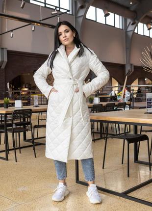 Модне молодіжне жіноче зимове пальто стокгольм біле5 фото