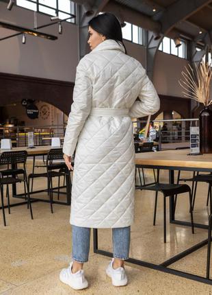 Модне молодіжне жіноче зимове пальто стокгольм біле8 фото