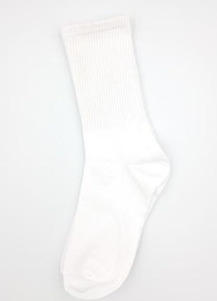 Белые женские класические носочки, высокие с резинкой, качественные🔝