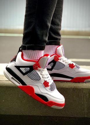 Чоловічі/жіночі кросівки nike air jordan 4 retro "fire red"2 фото