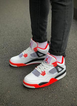 Чоловічі/жіночі кросівки nike air jordan 4 retro "fire red"4 фото