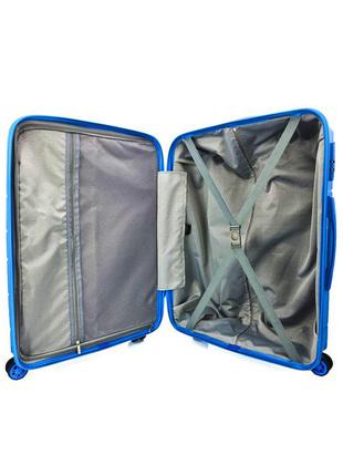 Дорожній середній валізу mcs 366 поліпропілен на 4 х подвійних колесах блакитний3 фото
