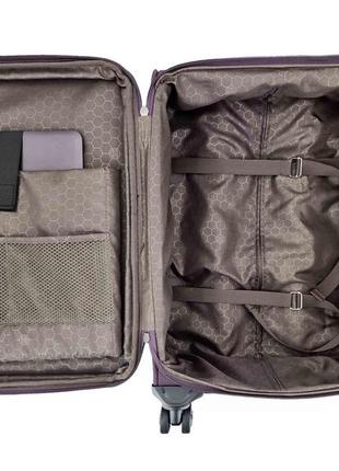Дорожній маленький чемодан для ноутбука тканинний ousen 3 на 4х парних колесах фіолетовий5 фото