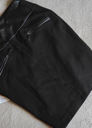 Шикарная бандажная юбка карандаш с кожаным поясом zara, широкий пояс3 фото