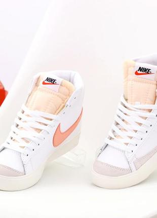 🧡🤩nike blazer mid 77 vintage white orange swoosh🤩🧡женские высокие кроссовки найк6 фото