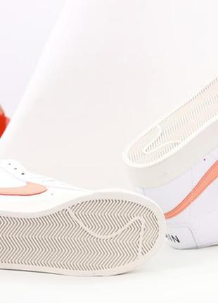 🧡🤩nike blazer mid 77 vintage white orange swoosh🤩🧡женские высокие кроссовки найк8 фото