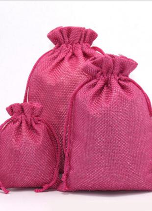Подарунковий мішечок лляної темно-рожевий