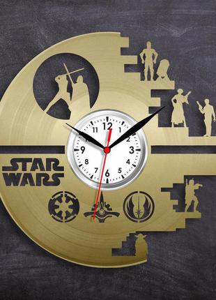 Золотий годинник годинник із вінілу зоряний війни декор у кімнату star wars годинник на стіну зірковий війни годинник 300 мм