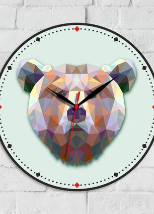 Медведь полигональные часы часы круглые геометрический медведь часы с животными детские и подростковые часы2 фото
