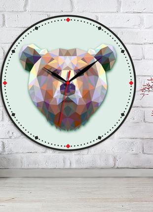 Ведмідь полігональний годинник годинник круглий геометричний ведмідь годинник із тваринами дитячий і підлітковий годинник