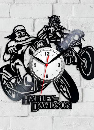 Виниловые часы часы с мотоциклами мот часы в гараж подарок другу байк на часах