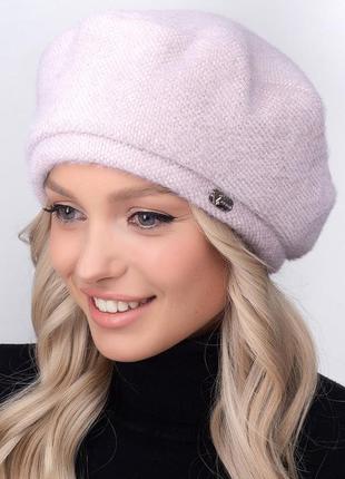 Женский берет на флисе одри светло-лиловый