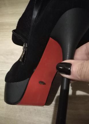 Сапоги женские чёрные натуральная замша на высоком каблуке luciano carvari5 фото