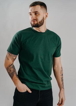 Базова темно-зелена чоловіча футболка 100% бавовна (+25 кольорів)1 фото