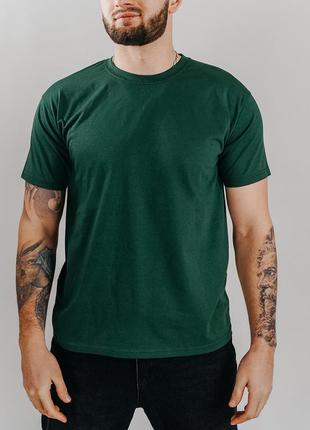 Базова темно-зелена чоловіча футболка 100% бавовна (+25 кольорів)3 фото