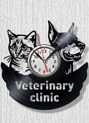 Часы ветеринарная клиника часы кот и собака доберман часы кошка часы veterinary clinic часы в клинику животных