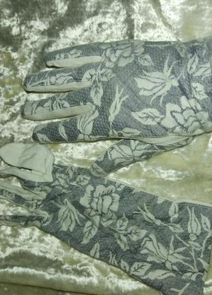 Оригинальные винтажные перчатки из комбинированрй ткани
