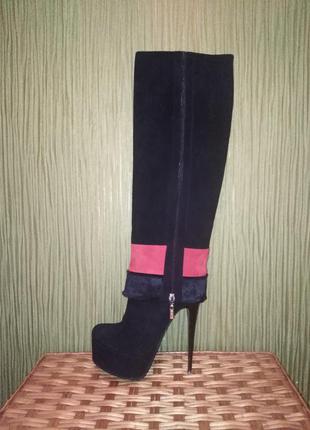 Сапоги на высоком каблуке натуральная замша vero cuoio