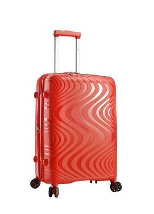 Дорожный средний чемодан snowball 04303 м на 4 двойных колесах красный2 фото