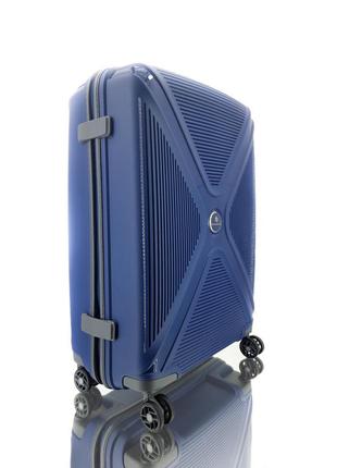 Дорожній середній валізу пластиковий поліпропілен snowball 84803 м на 4 подвійних колесах синій4 фото