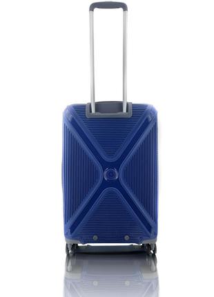 Дорожный средний чемодан пластиковый полипропилен snowball 84803 м на 4 двойных колесах синий2 фото