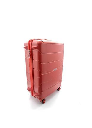 Дорожня ручна поклажа валізу mcs 366 поліпропілен на 4 х подвійних колесах червоний